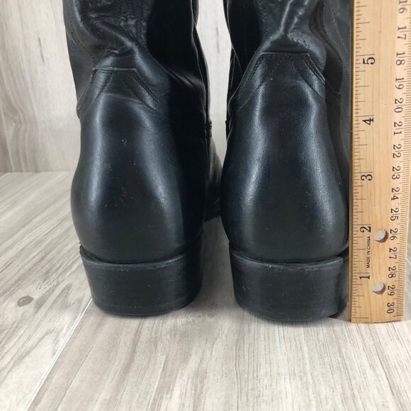 Rudel Western Boots Mens 8.5 Black Leather Pull On Rodeo Cowboy Boots - Picture 9 of 14